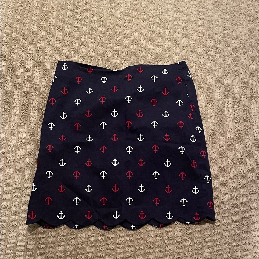 Talbots Navy Mini Skirt with Red and White Anchors